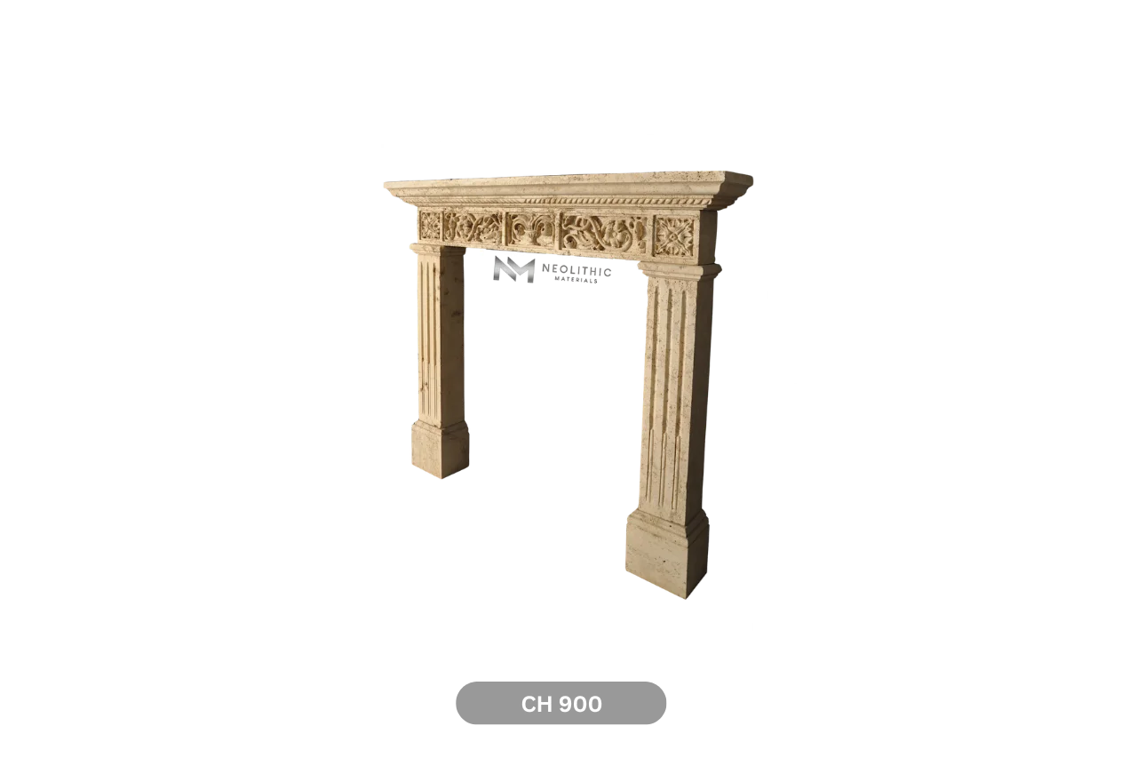 Limestone Fireplace Mantel - Image 3